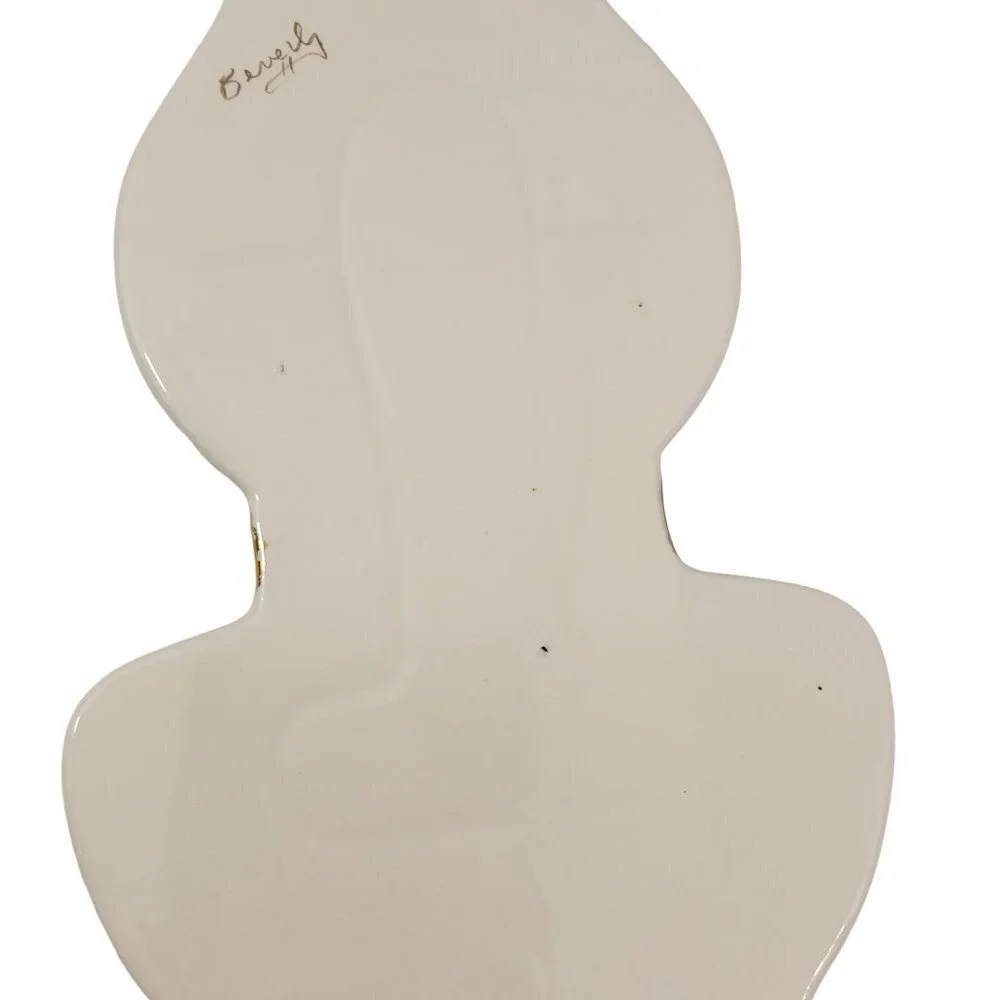 SIGNED Art Ceramic Ivory with Gold Accent Tabletop Wall Vase